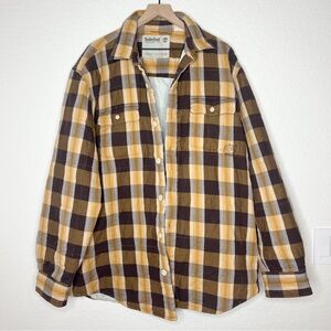 Timberland Men’s Plaid Shacket Quilted Jacket Yellow Brown size XXL
